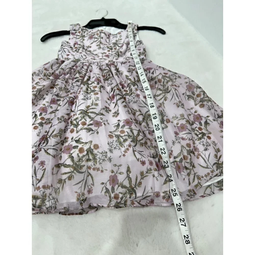 NWOT PIPPA & JULIE Kids' Size 5 Little Girl's Ditsy Floral Opaque Organza Dress